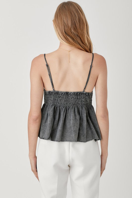 Smocked Flare Bottom Knit Cami Top - Next Pick Collection