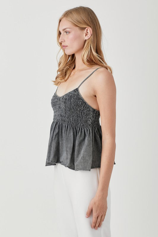 Smocked Flare Bottom Knit Cami Top - Next Pick Collection