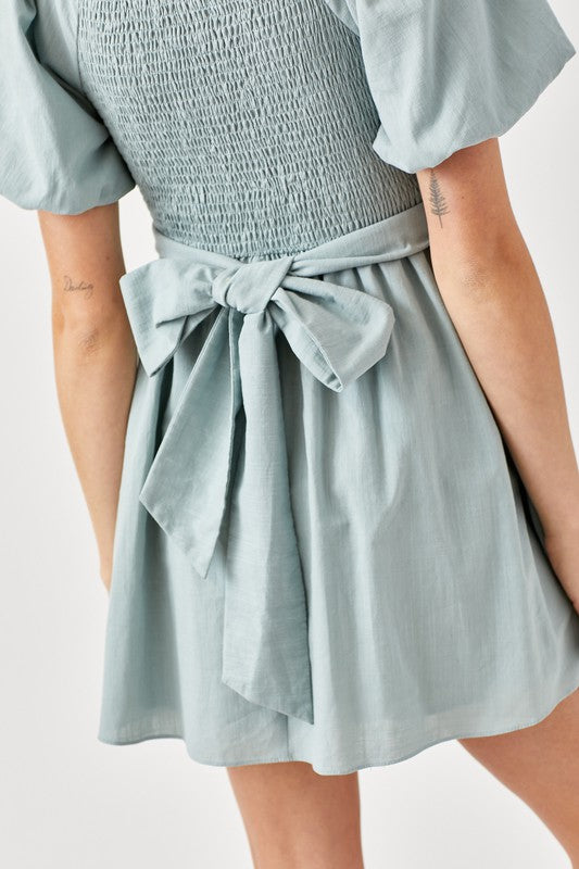 Cross Wrap Front Puff Sleeve Dress - Next Pick Collection