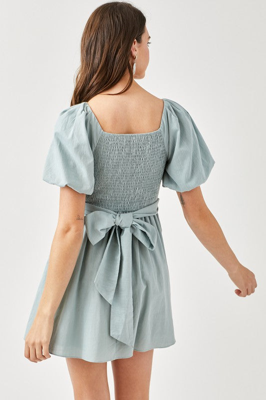 Cross Wrap Front Puff Sleeve Dress - Next Pick Collection