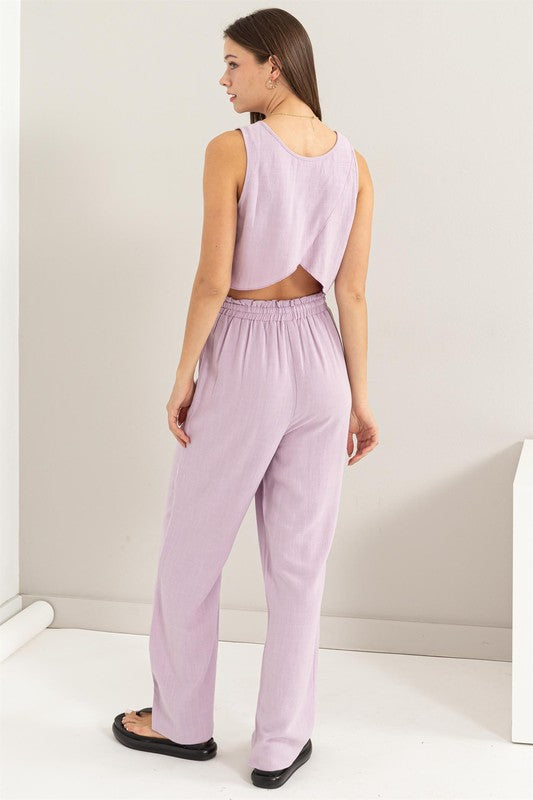 D-Linen Blended Top and Pants Set - Next Pick Collection