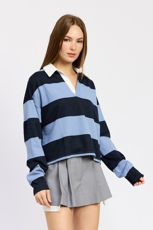 OVERSIZED RUGBY STRIPE POLO