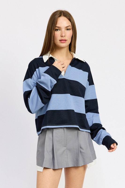 OVERSIZED RUGBY STRIPE POLO