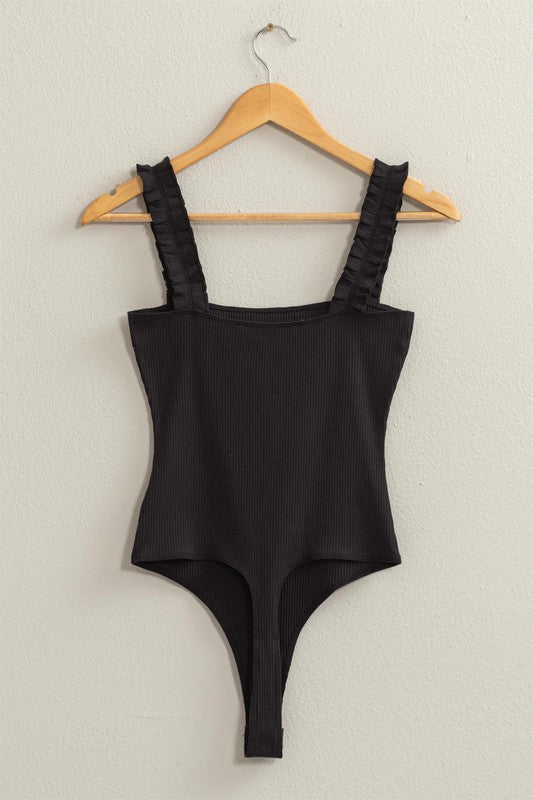 Ribbed Ruffle Strap Bodysuit - Next Pick Collection