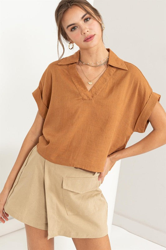 Always a Delight Short Sleeve Linen Top - Next Pick Collection