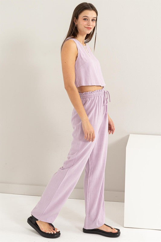 D-Linen Blended Top and Pants Set - Next Pick Collection