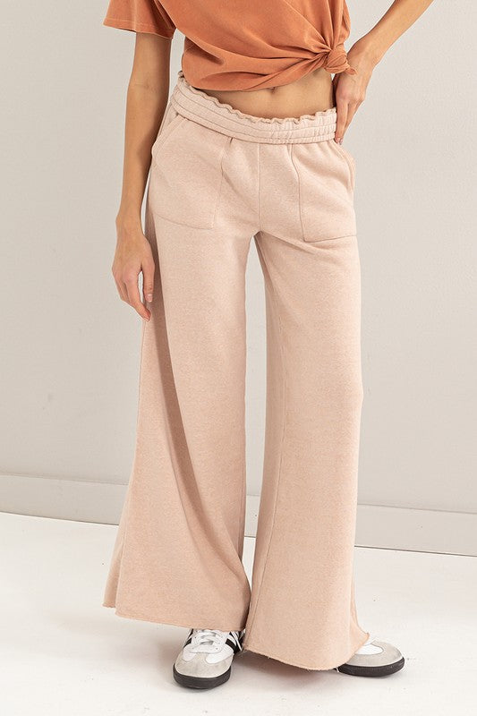 High Rise Wide Leg Drawstring Pants - Next Pick Collection