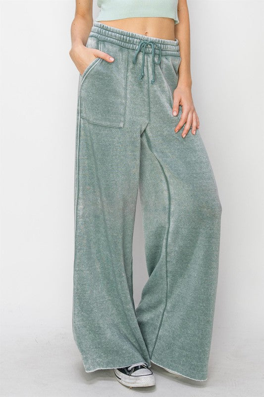 High Rise Wide Leg Drawstring Pants - Next Pick Collection