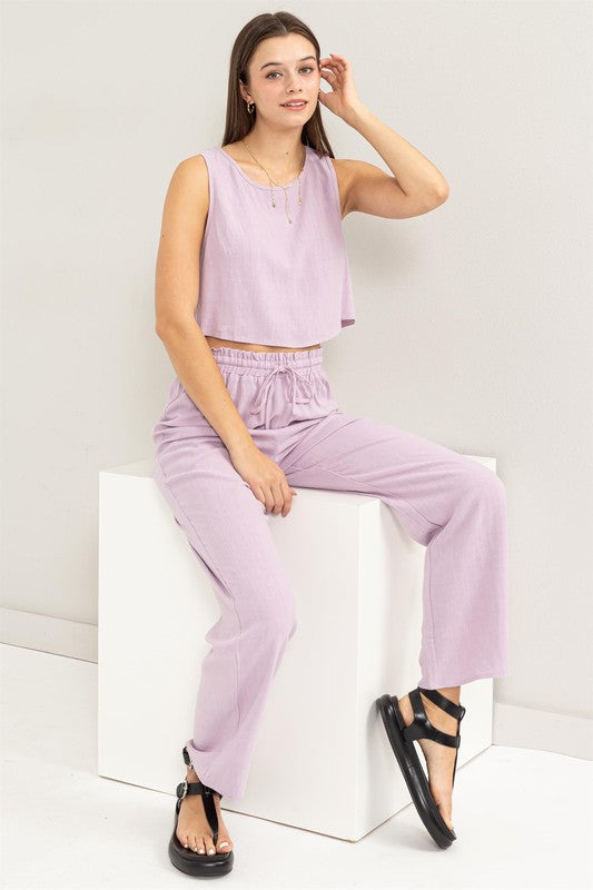 D-Linen Blended Top and Pants Set - Next Pick Collection