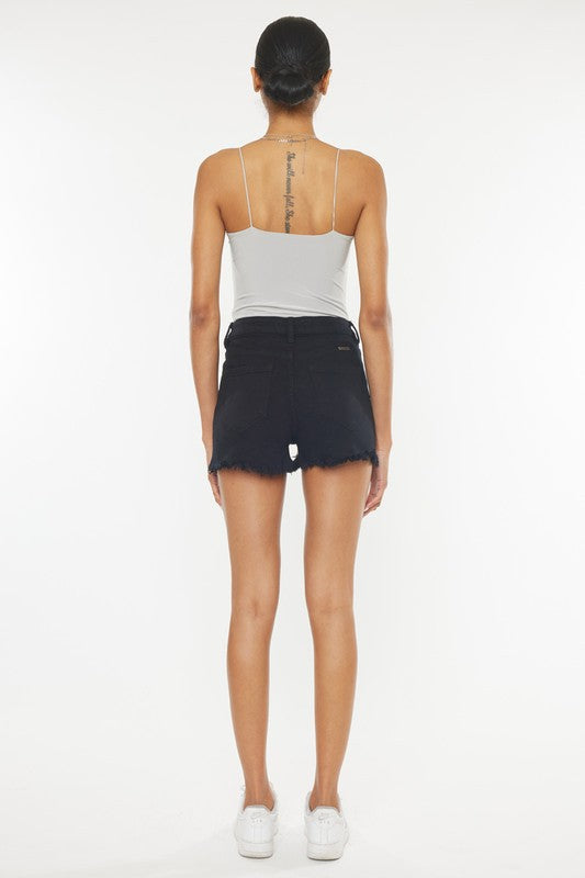 High Rise Black Denim Shorts - Next Pick Collection