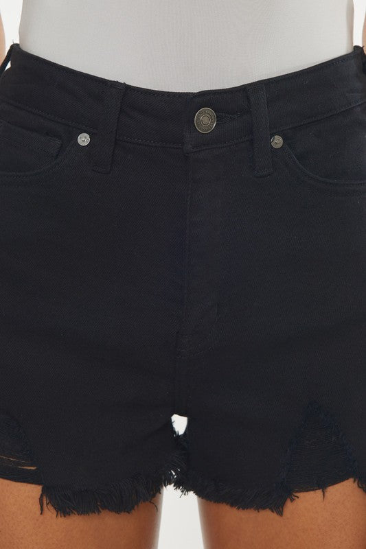 High Rise Black Denim Shorts - Next Pick Collection