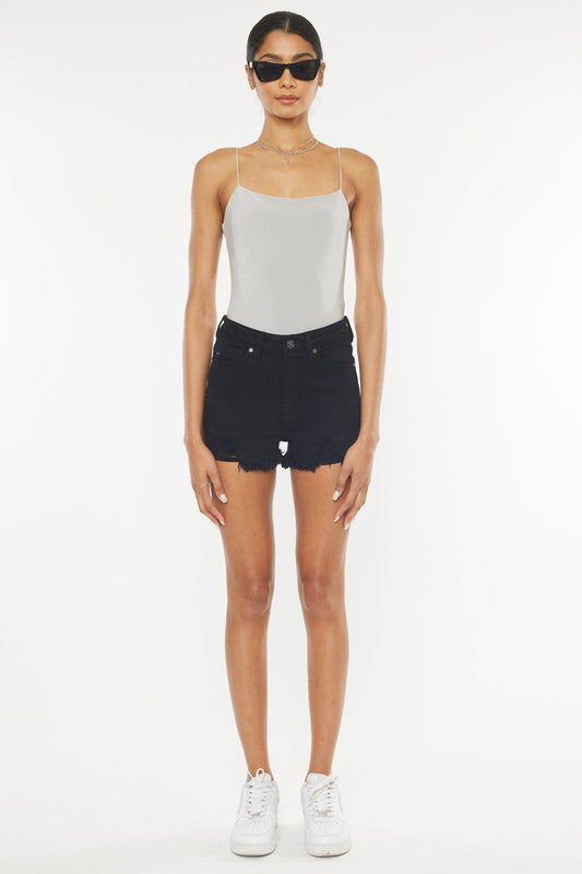 High Rise Black Denim Shorts - Next Pick Collection