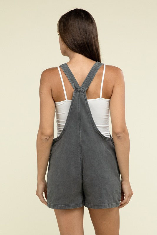 Washed Knot Strap Romper