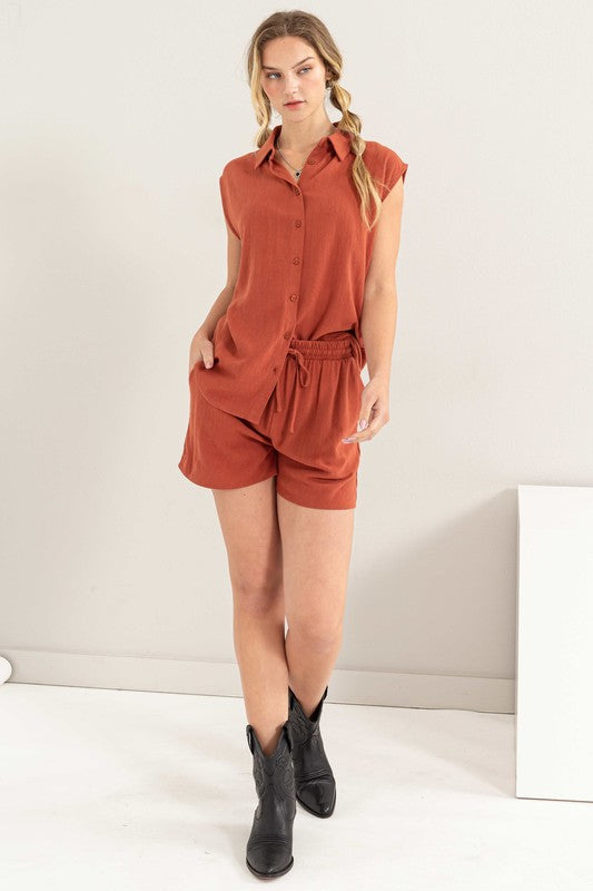 Linen Shirt and Shorts Set - Next Pick Collection