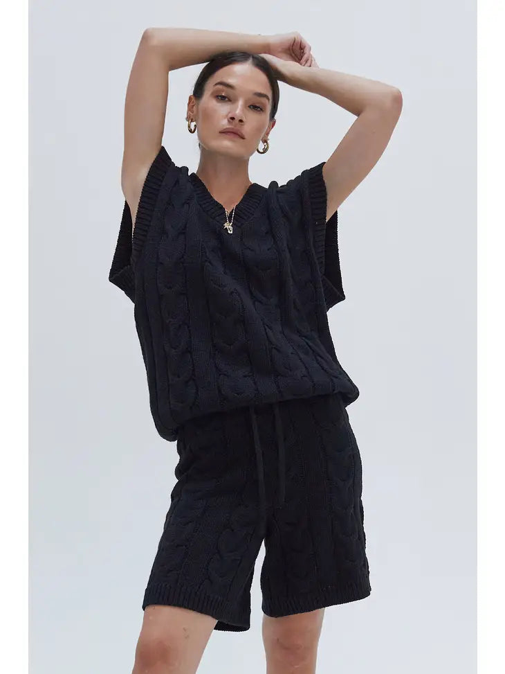 LOUIS CABLE KNITTED OVERSIZED VEST SET - Next Pick Collection