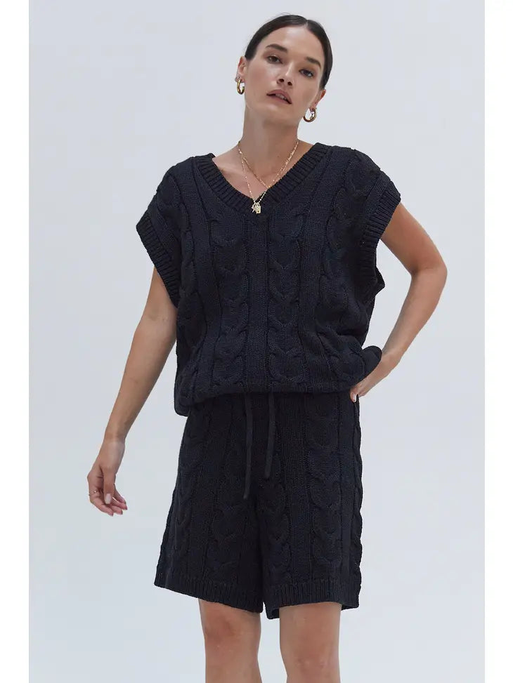 LOUIS CABLE KNITTED OVERSIZED VEST SET - Next Pick Collection