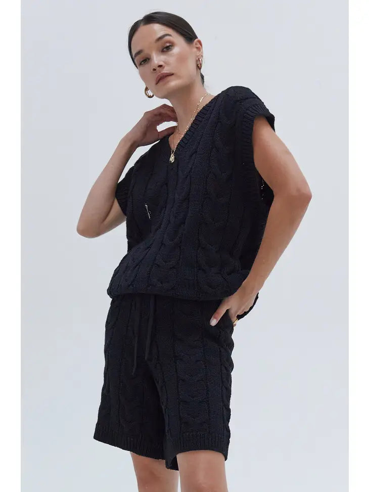 LOUIS CABLE KNITTED OVERSIZED VEST SET - Next Pick Collection