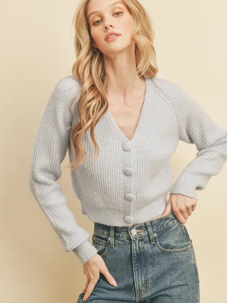 Button up crop online cardigan