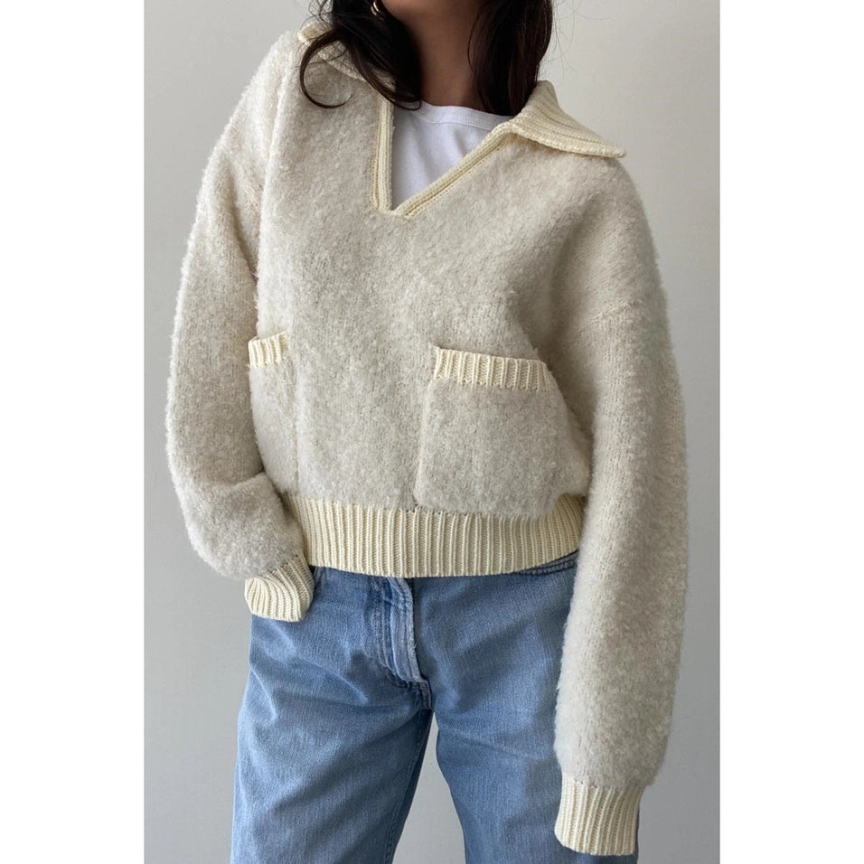 COLLARED BOUCLE SWEATER - Next Pick Collection