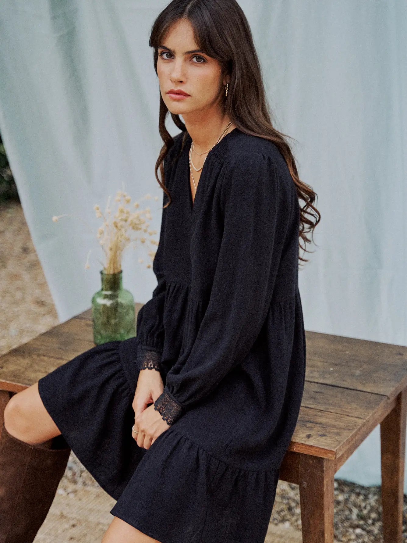 MARTHA SHORT LINEN DRESS - Next Pick Collection