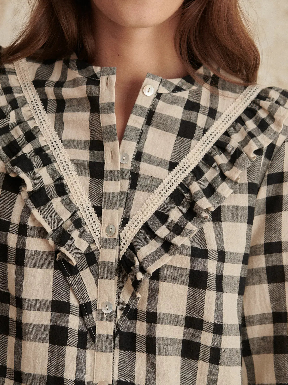 PEDRO LONG SLEEVE CHECKERED BLOUSE - Next Pick Collection