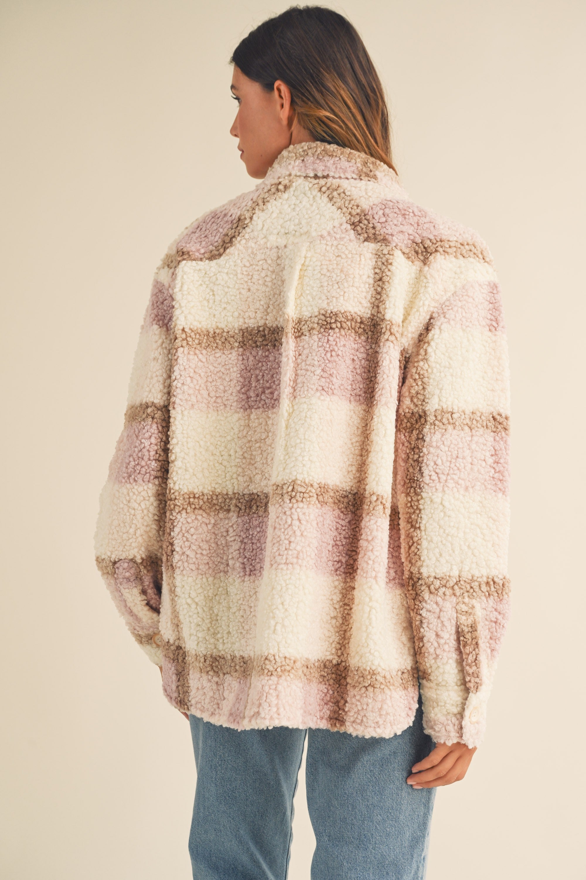 OVERSIZED PLAID TEDDY SHERPA SHACKET - Next Pick Collection