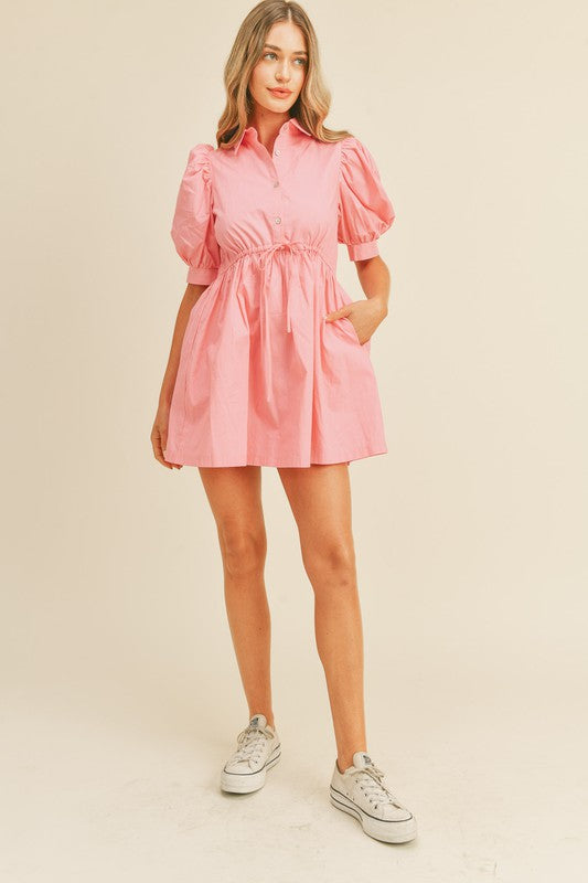 HALF BUTTON DOWN MINI DRESS - Next Pick Collection