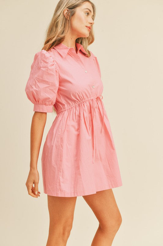 HALF BUTTON DOWN MINI DRESS - Next Pick Collection