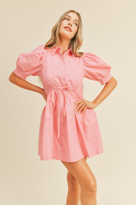 HALF BUTTON DOWN MINI DRESS - Next Pick Collection