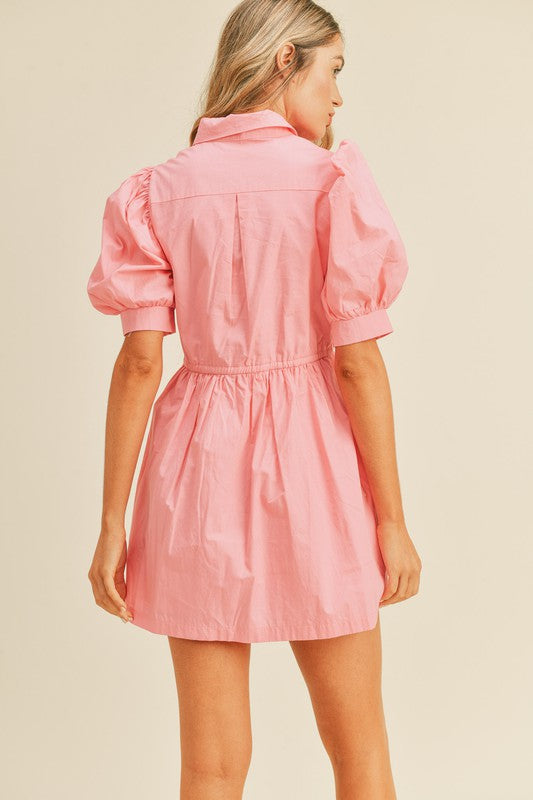 HALF BUTTON DOWN MINI DRESS - Next Pick Collection