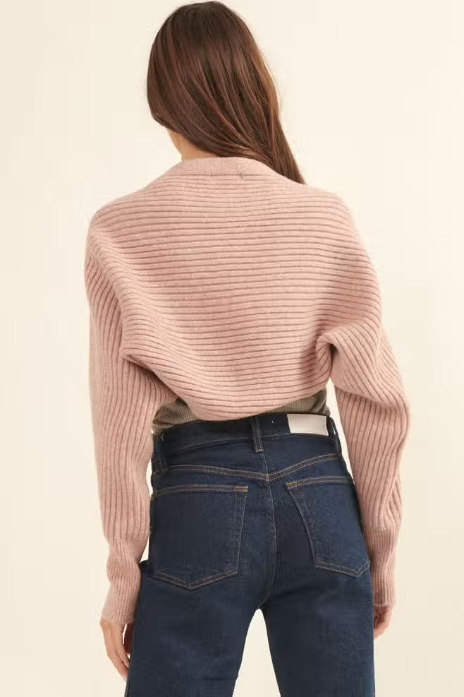 SOLID OPEN FRONT RIBBED KNIT SHRUG CARDIGAN - Next Pick Collection