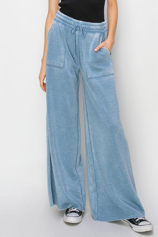 High Rise Wide Leg Drawstring Pants - Next Pick Collection