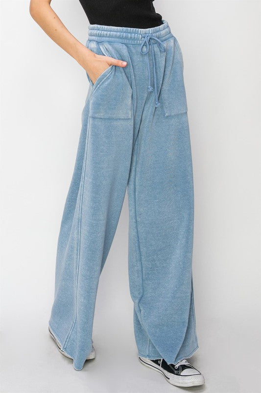 High Rise Wide Leg Drawstring Pants - Next Pick Collection