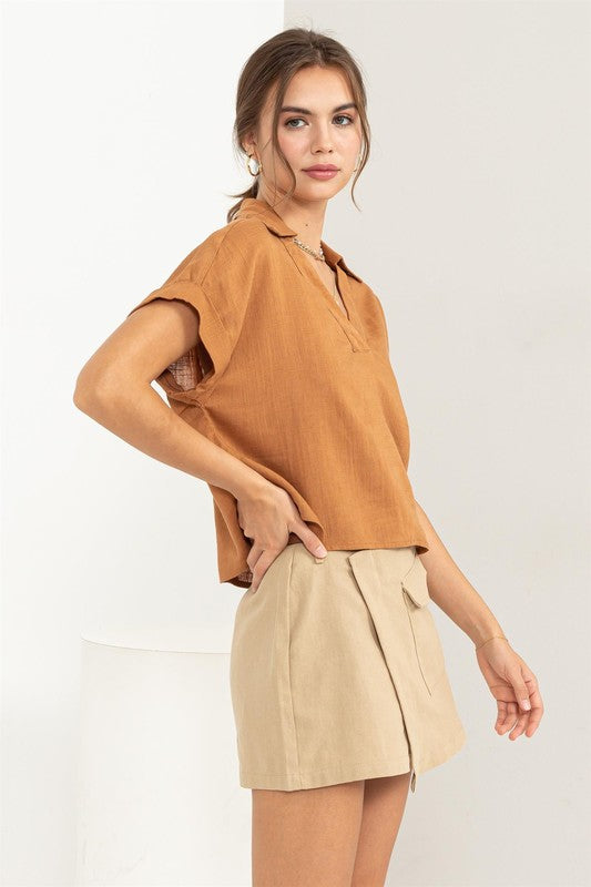 Always a Delight Short Sleeve Linen Top - Next Pick Collection