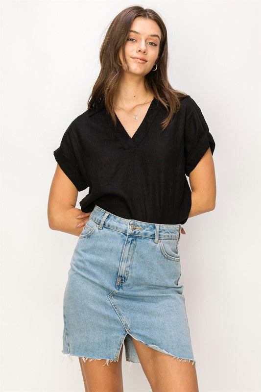 Always a Delight Short Sleeve Linen Top - Next Pick Collection