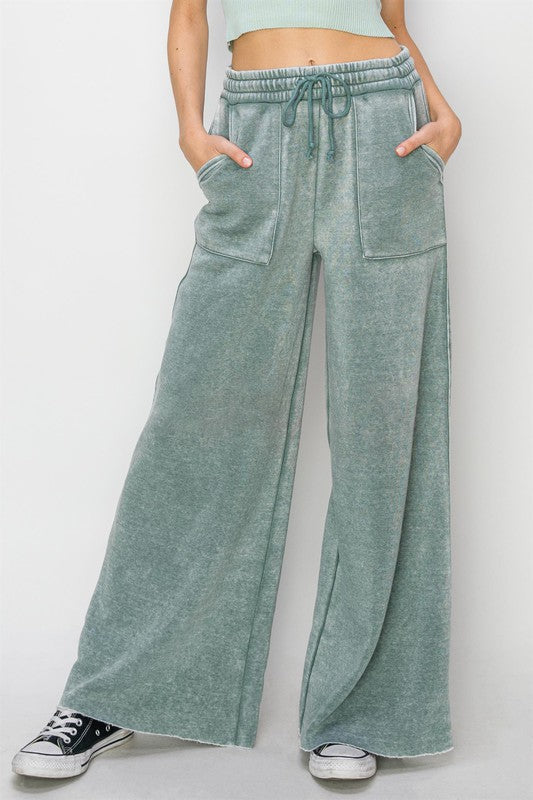 High Rise Wide Leg Drawstring Pants - Next Pick Collection